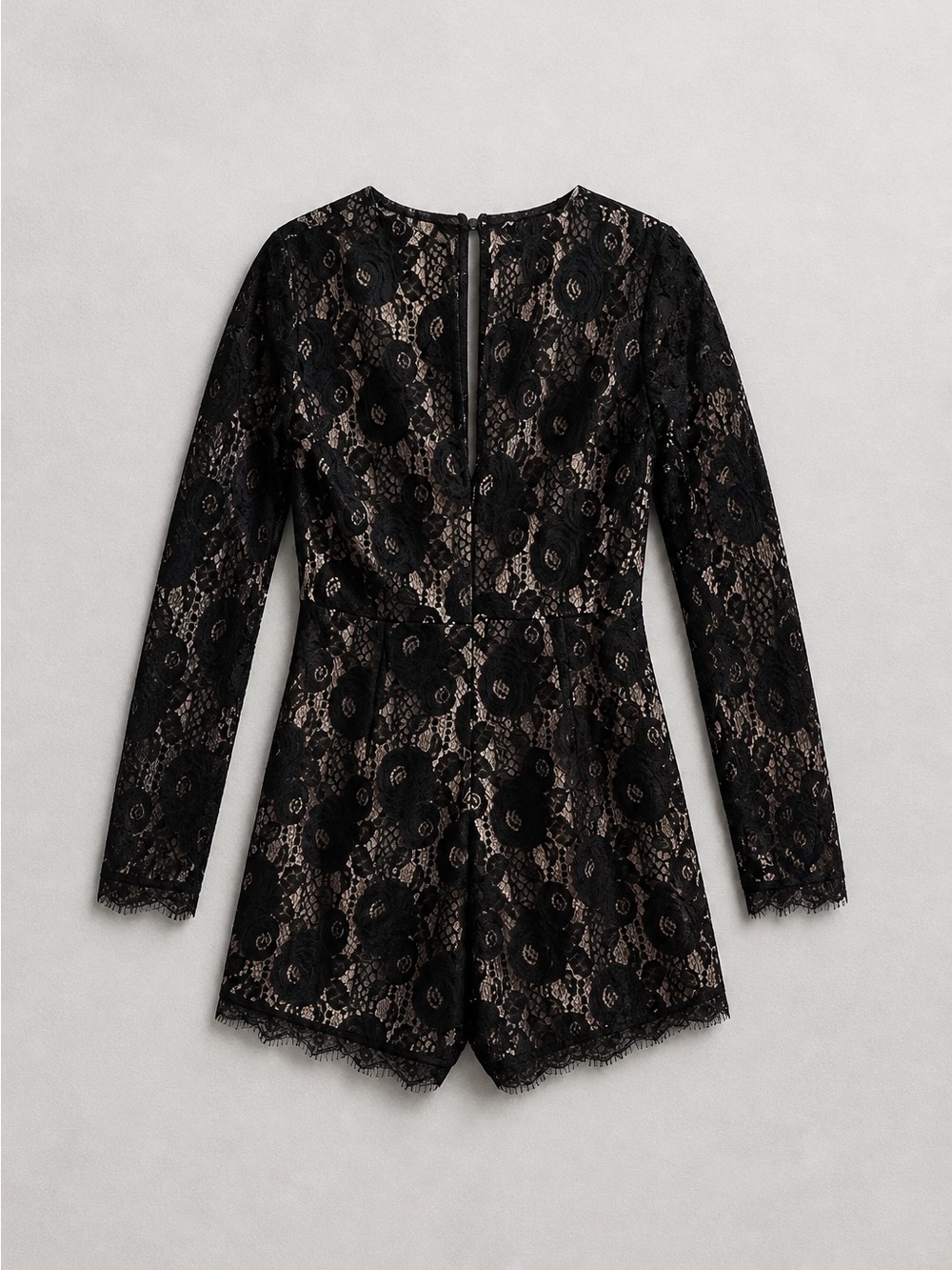 Francesca's Collections Black Lace Long-Sleeve Romper - Picture 3 of 3